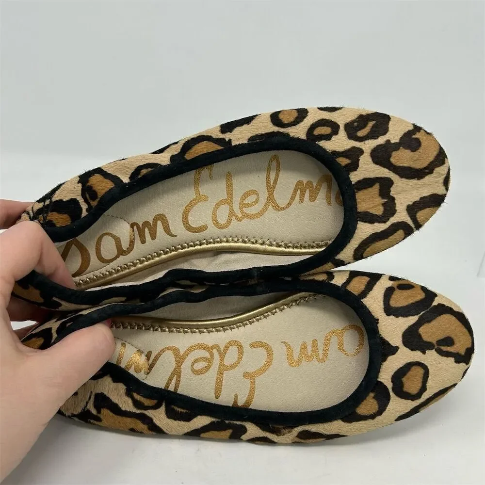 Sam Edelman Women's Leopard Print Leather Ballet Flats Size 6.5 Chic Casual
